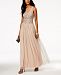 Adrianna Papell V-Neck Beaded Mesh Gown