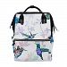 ALIREA Hummingbirds Pattern Diaper Bag Backpack, Large Capacity Muti-Function Travel Backpack