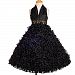 Dressy Daisy Girls' Beaded Halter Embossed Flower Pageant Dresses Wedding Party Dress Size 4-5 Black