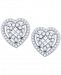 Diamond Heart Cluster Stud Earrings (1/2 ct. t. w. ) in 14k White Gold
