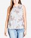 City Chic Trendy Plus Size Printed-Overlay Top