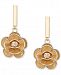 Tri-Colour Flower Drop Earrings in 14k Gold, White Gold & Rose Gold