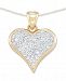 Signature Gold Diamond Accent Swarovski Crystal Heart 18" Pendant Necklace in 14k Gold over Resin