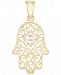 Two-Tone Hamsa Hand Pendant in 14k Gold & White Gold