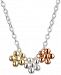 Unwritten Triple Flower Pendant Necklace in Sterling Silver, Gold-Plate and Rose Gold-Plate, 16"+ 2" extender