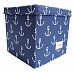 Minene Storage Box Cube With Lid (Blue Anchors)