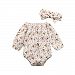 FANOUD Baby Girls Infant Floral Toddler Jumpsuit Romper+Headband Set Clothes 2Pcs (White, 90)