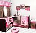 Bacati Butterflies Pink/Chocolate 10 Piece Crib Set without Bumper Pad