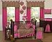 Sweet Jojo Designs Cheetah Animal print Pink and Brown Baby Girl Bedding 9pc Crib Set
