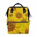 ALIREA Sunflower Background Diaper Bag Backpack, Large Capacity Muti-Function Travel Backpack