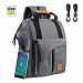 Diaper Backpack Multi-Functional Waterproof Travel Baby Diaper Bag Backpack with USB Charging Port for Baby care Large Capacity Fashion Durable Nappy Bag Gift for Mom&Dad Includes 2 stroller Hooks (DarkGrey)