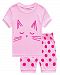 Family Feeling Cat Summer Little Girl 2 Piece 100% Cotton Short Pajamas Set Toddler Kid Pjs Size 3 Years Pink