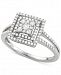 Diamond Square Halo Cluster Engagement Ring (1/2 ct. t. w. ) in 14k White Gold