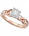Diamond Crossover Halo Engagement Ring (5/8 ct. t. w. ) in 14k Rose & White Gold