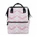 ALIREA Pink Lineart Leaves Chevron Pattern Diaper Bag Backpack, Large Capacity Muti-Function Travel Backpack