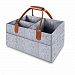 Baby Diaper Caddy, MANLEHOM Removable Dividers Nursery Storage Bin Felt Collapsible Portable with PU Leather Handle Organizer Bag Basket Good for Closet Bedroom Bathroom Car Travel in Grey