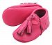 Leather Baby Moccasin with Hanging Tassel (6-12 month (4.7 inches), Pink)