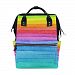 ALIREA Striped Rainbow Diaper Bag Backpack, Large Capacity Muti-Function Travel Backpack