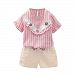 FANOUD Toddler Infant Fashion Clothes Set, 2Pcs Infant Baby Girls Kids Floral Striped Tops +Shorts Outfits Clothes Set (Pink, L)