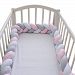 Baby Crib Bumper Knotted Braided Plush Nursery Cradle Decor Newborn Gift Pillow Cushion Junior Bed Sleep Bumper (White-Gray-Rose, 118"/3 meters)