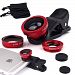 I-Sonite (Red) Mobile Phone Universal Camera Lens 3 in 1 Kit Wide Angle Lens + Fisheye Lens + Macro Lens with Clip-on 180 Degree For Huawei P10