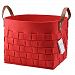 Storage Basket Felt Handmade Bin Bedroom Organizer Boxes Containers with PU Handle Approved by the FDA For Kids Toy Chests Clothing Laundry Hamper (Red)