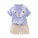 FANOUD Toddler Infant Fashion Clothes Set, 2Pcs Infant Baby Girls Kids Floral Striped Tops +Shorts Outfits Clothes Set (Blue, M)