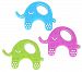 Kidsmile Baby Silicone Teething Toy, Super Soft and Chewy Baby Training Teether, Food Grade Silicone Toddler Elephant Teether Ring, Easy Grip, BPA FDA Free, 3 Colors Count, For Babies 3 Months+