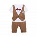 FANOUD Infant Baby Kids Boys Letter Print Bow Tops+Pants Outfits Clothes Set 2Pcs (Khaki, S)
