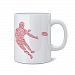 Feel Good Art Ceramic Mug In Modern Typographic Rugby Player Design (Red Tones)