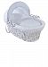 Clair De Lune Stars And Stripes White Wicker Moses Basket Inc. Bedding, Mattress & Adjustable Hood (Grey)