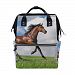 ALIREA Horses Grass Clouds Animals Diaper Bag Backpack, Large Capacity Muti-Function Travel Backpack