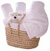 Clair De Lune Waffle Luxury Newborn Nursery Gift Basket To Fit Cot Bed Inc. Sheets, Blanket, Teddy And Basket (White)