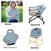 Nursing Cover/ Nursing Scarf, Stretchy Baby Car Seat Covers Canopy, Shopping Cart Covers Grocery Trolley Cover /High Chair Covers Multi-Use 4 in 1 Unisex Baby Shower Gift - Blue White Stripe