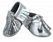 Unique Baby Quality Leather Baby Moccasin with Hanging Tassel (12-18 month (5 inches), Silver) by Unique Baby
