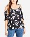 City Chic Trendy Plus Size Printed Cold-Shoulder Top