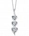 Diamond Triple Heart Drop 18" Pendant Necklace (3/8 ct. t. w. ) in 14k White Gold