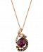 Le Vian Raspberry Rhodolite (1-3/4 ct. t. w. ) & Diamond (3/8 ct. t. w. ) 18" Pendant Necklace in 14k Rose Gold