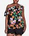 City Chic Trendy Plus Size Printed Molokai Floral Ruffled Top