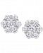 Cubic Zirconia Flower Cluster Stud Earrings in Sterling Silver