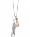 Unwritten Two-Tone Leaf "Free" Vertical Tag 18" Pendant Necklace in Sterling Silver & Rose Gold-Flash