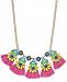 I. n. c. Gold-Tone Multicolor Bead Flower & Tassel Statement Necklace, 18" + 3" extender, Created for Macy's