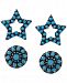 2-Pc. Set Manufactured Turquoise Star and Oval Stud Earrings in Sterling Silver