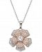 Giani Bernini Cubic Zirconia Pave Spin Flower 18" Pendant Necklace in Sterling Silver & 18k Rose Gold-Plate, Created for Macy's