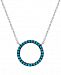 Manufactured Turquoise Circle Pendant Necklace in Sterling Silver