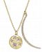 Danori 18k Gold-Plated Pave Crescent and Crystal Disc Pendant Necklace, 16" + 2" extender, Created for Macy's