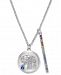 Danori Silver-Tone Elephant Pave Disc & Horizontal Bar Pendant Necklace, 16" + 2" extender, Created for Macy's