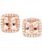 Morganite (1-5/8 ct. t. w. ) & Diamond (1/6 ct. t. w. ) Cushion Stud Earrings in 14k Rose Gold