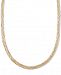 Italian Gold Tri-Color Mesh Omega Braided 18" Collar Necklace in 14k Gold, White Gold & Rose Gold, Made in Italy
