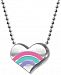 Alex Woo Enamel Rainbow Heart 16" Pendant Necklace in Sterling Silver